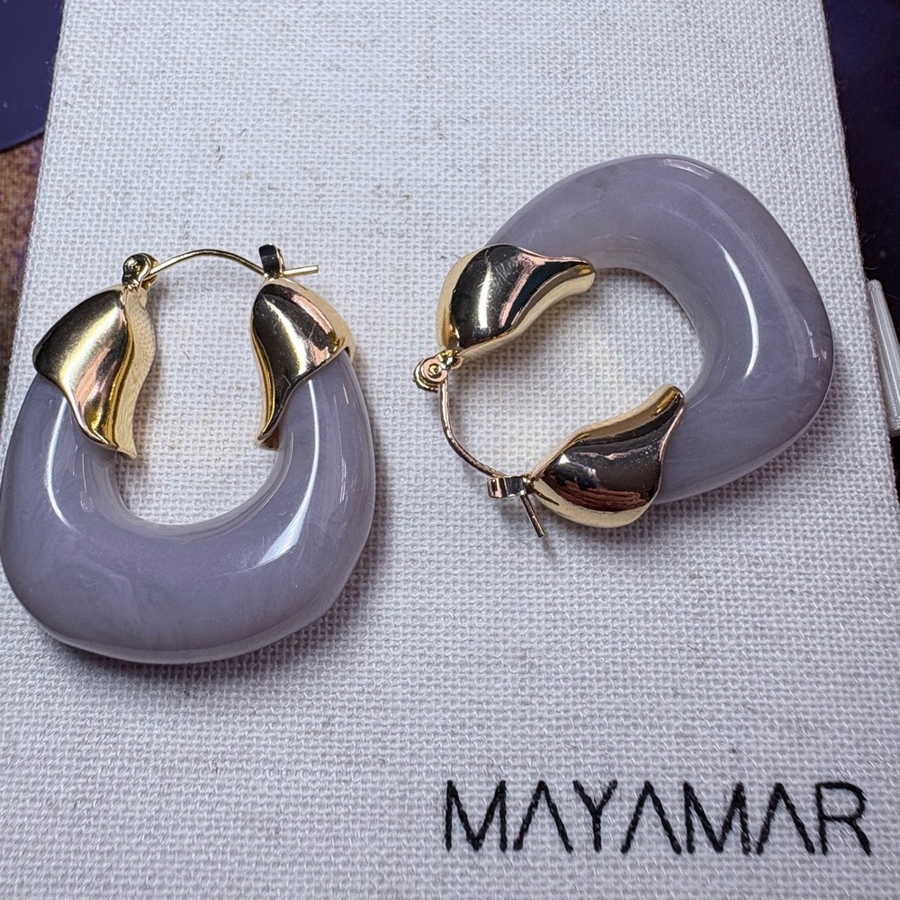 Mayamar Gold and Gray Hoop Earrings